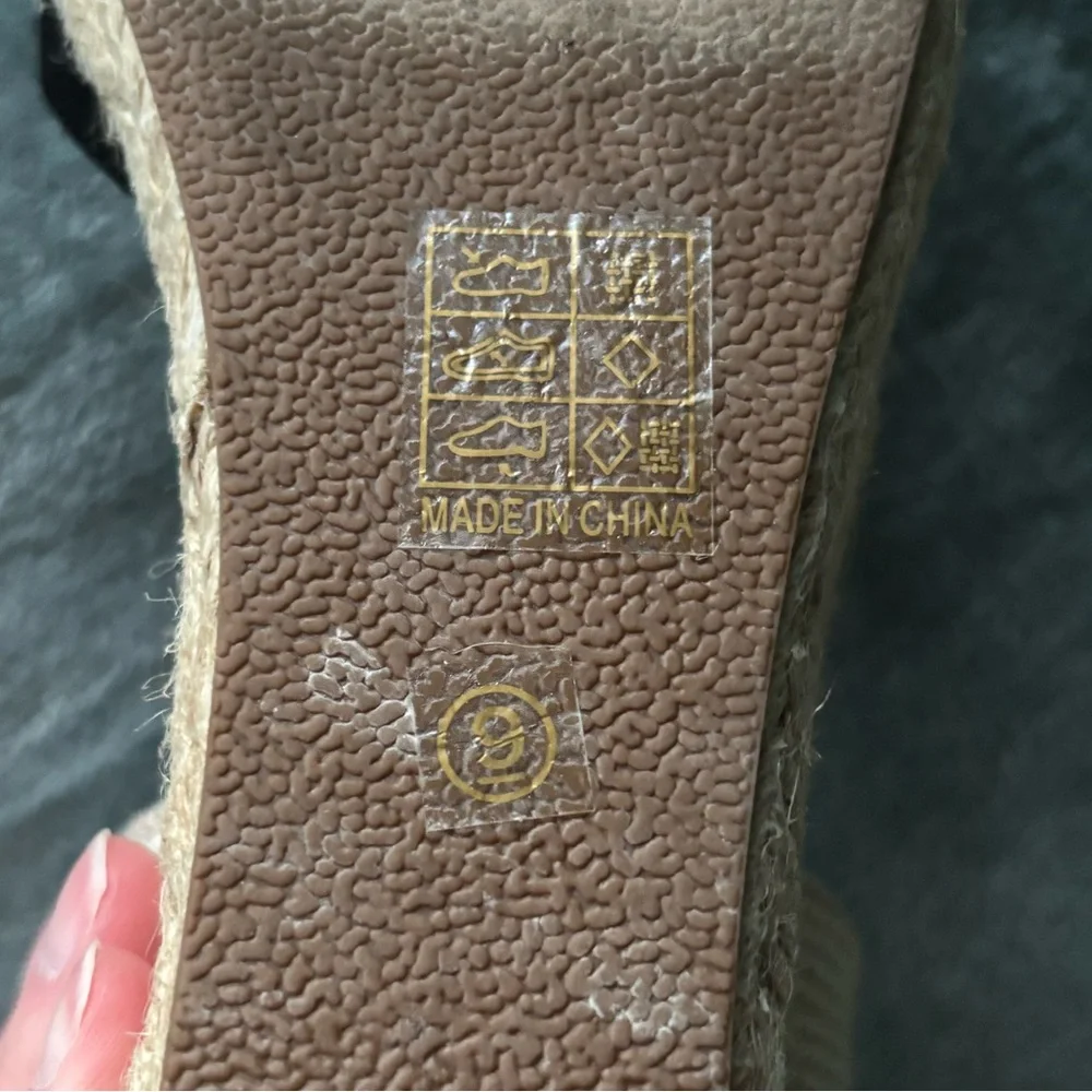 Journee Collection Black and Beige Espadrille Lace-up Wedges - Picture 9 of 12